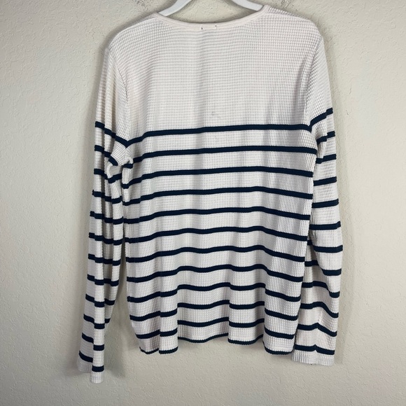 J. Crew Striped Waffle Knit Thermal Henley Long Sleeve Top Size Large - Picture 5 of 8